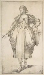 Puutarhuri kori kädessään, Hortulanae-sarjasta, 1612-16.