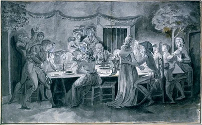 Hääillallinen vallankumouksen aikana Piirustus Jacques Bertaux (1745-1818) Paris.