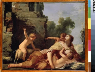 ""Allegory of Charity"" (Allegory of the Charity) Lapsia imettävä äiti Jacques Blanchardin (1600-1638) maalaus 1600-luvun Eremitaaši, Pietari