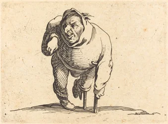 Cripple kainalosauvalla ja puisella jalalla