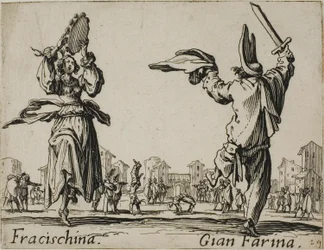 Fracischina - Gian Farina, lautanen 17 alkaen Balli di Sfessania -teoksesta
