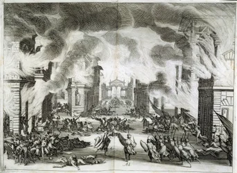 Kuvitus näytelmästä "Soliman" (Il Solimano). Prospero Bonarellin tragedia, V näytös, V kohtaus, 8. joulukuuta.