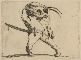 Naamioitu mies vinoilla jaloilla, Varien kuvasta ..., 1616-22.
