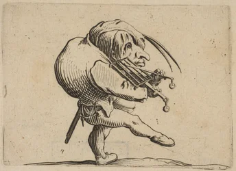 Mies kaapii grilliä viulussa..., 1616-22.