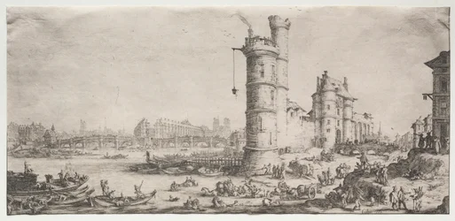 Kaksi upeaa näkymää Pariisiin: Näkymä Pont Neufille, 1628-1630.