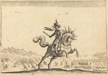 Armeijan komentaja hevosen selässä, n. 1622.