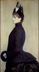 Madame Wallet’n muotokuva. Jacques Émile (Jacques-Émile) Blanchen (1861-1942) pastellimaalaus, 1887. Mitat: 1,3 x 0,65 m. Pariisi, Musée d’Orsay