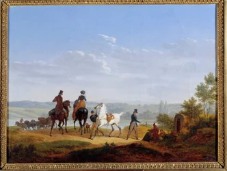 Jacques Francois Joseph Swebachin maisema hahmoilla ja ratsumiehillä