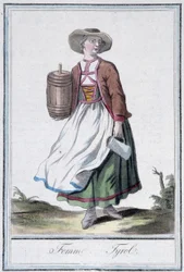 Femme of Tyrol - Grasset St Sauveurin "" Encyclopedia of Travels" -julkaisussa, toim. 1796