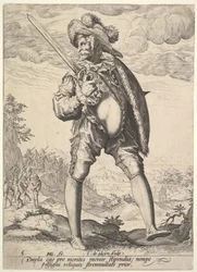 Sotilas, leveämiekalla ja kilvellä aseistettu, Upseerit ja sotilaat, 1587.