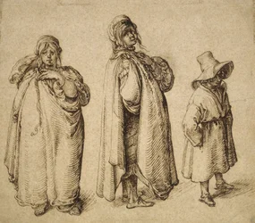 Kaksi tutkimusta romaninaisesta ja romanipojasta suuressa hatussa, n. 1605