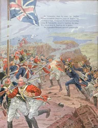 Napoleon (1769-1821) Toulonin piirityksessä, 17. joulukuuta 1793, kuvitus G. Montorgueilin teoksesta "Bonaparte", 1910