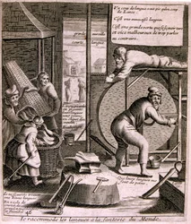 1600-luvun kaiverrettu kuvitus sananlaskujen kokoelmasta. Pariisi 1657-1663. Tekijä Jacques Lagniet (1620-1675). Ranskalainen kaivertaja. Häneltä on peräisin monia yhteiskuntakriittisiä kaiverruksia ja pilakuvia, kuten hänen toisinaan groteskit ja fantasti