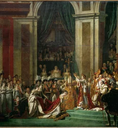 Napoleon I:n kruunaus paavi Pius VII:n toimesta Pariisin Notre-Damen katedraalissa …
