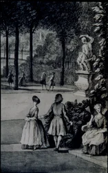 Yksityiskohta "The Poplar Grove, Lord Burlingtonin Chiswick Villa" (kynä ja muste vesivärillä paperilla)