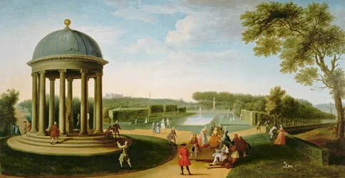Kuningattaren teatteri Rotundasta, Stowe House, Bucks, Lordi Cobham ja Charles Bridgeman.