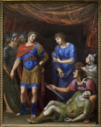 Marc Antoinen (Marcus Antonius, Marcus Neposin poika, 83-30 eKr.) kuolema. Jacques Stellan (1596-1657) maalaus öljy kankaalle. Art francais 1600-luku. Museum of Fine Arts Budapest (Unkari).