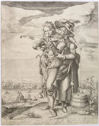 Varsijousimies ja maitoneito, n. 1610.