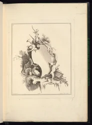 Suunnittelu cartouchelle pastoraalisilla aiheilla