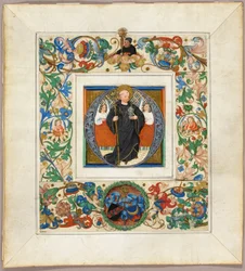Saint Benedict, alkukirjain "O", reunafragmentit messaalista
