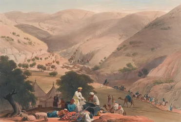The Third Descent of the Koojah [sic] Pass, n. 1839 (litografia, sävytetty)