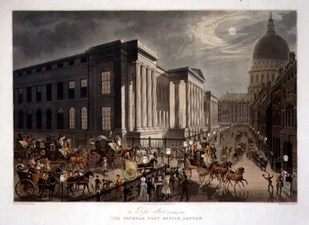 The Royal Mails Starting from the General Post Office, London, kaiverrettu R. G. Reevesin (1811-37) toimesta, julkaissut Thomas McLean.