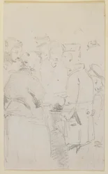 Figuuriryhmä brazierin ympärillä, 1858.