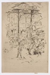 Vaatevaihto, Houndsditch, nro 2, n.1886-88 (etsaus; tussi paperille).