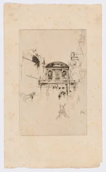 Temple Bar, noin 1877 (etsaus ja kuivapiste; muste paperille).