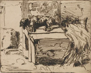 Koira kennelissä, 1858.