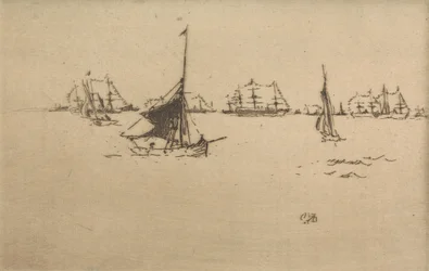The Fleet: Evening, 12 etsauksen sarjasta The Naval Review, 1887