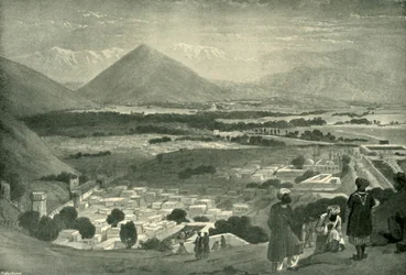 Bala Hissar ja Kabulin kaupunki linnoituksen yläosasta, n. 1842, 1901.