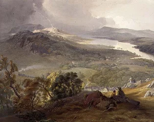 Lake Windermere, yksityiskohta Lakeside Railwaysta, Englannin järvialueelta