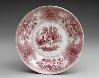Lautase, n. 1837-44 (siirtopainettu keramiikka)