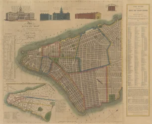 New Yorkin kaupunki: Longworthin selittävä kartta ja suunnitelma, 1817.