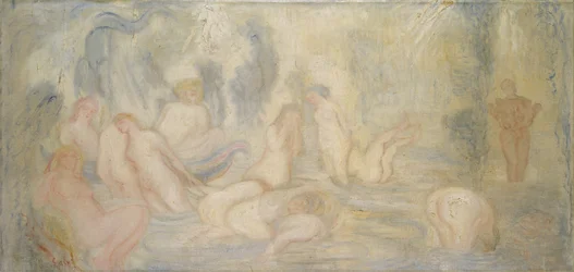 Meninas de banho (linhas curvas e onduladas) 1911 (óleo sobre tela) finlandês