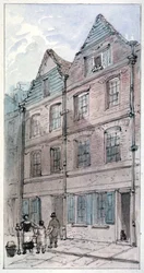 Talot Blackhorse Alleylla, Fleet Streetillä, Lontoon Cityssä, 1850