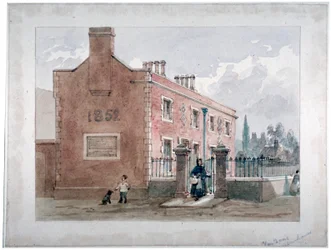 Van Dun Almshouses, Caxton Street, Lontoo, 1852