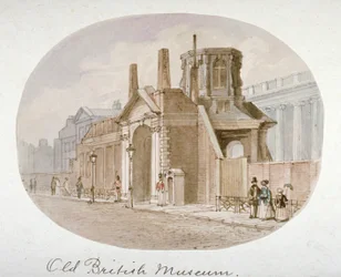 Näkymä vanhasta British Museumista, Bloomsbury, Lontoo, 1850.