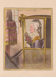 Viime vuosisadan kukkakimppu, pubi. 1802 (käsinvärinen kaiverrus)
