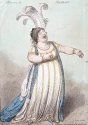 A Bravura Air, Mandane, Hannah Humphreyn julkaisema 1801 (käsin väritetty etsaus).