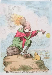 Noita vuoren reunalla tai Fuzelli, julkaissut Hannah Humphrey vuonna 1791 (käsinvärinen etsaus)