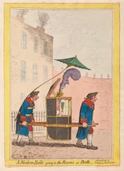Moderni Belle menee Rooms at Bath, pub. 1796 (käsinvärinen kaiverrus)