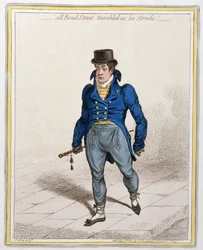 All Bond Street Trembled as he Strode, julkaisija Hannah Humphrey, 1802 (etsaus ja kaiverrus)