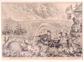 Englantilaiset hinaajat hinaamassa Tanskan laivastoa satamaan, 1807