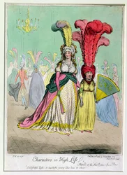 Hannah Humphreyn vuonna 1795 julkaisema Characters in High Life (käsinvärinen etsaus)