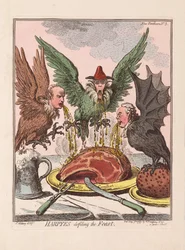 Harpyjat saastuttavat juhlaa, pubi. 1799 (käsinvärinen kaiverrus)