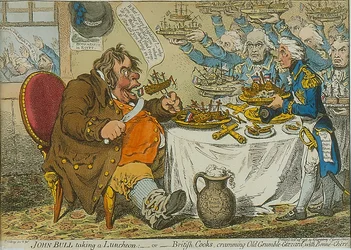 John Bull lounaalla, 1798 (värillinen etsaus)