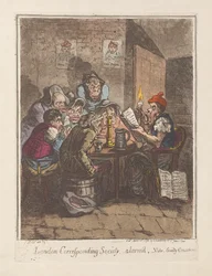London Corresponding Society, alarmd, vide. Guilty Consciences, pub. 1796 (käsin väritetty kaiverrus).