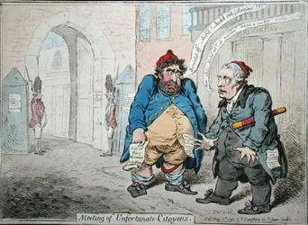 Meeting of Fortunate Citoyens, julkaisija Hannah Humphrey vuonna 1798 (käsinvärinen etsaus)
